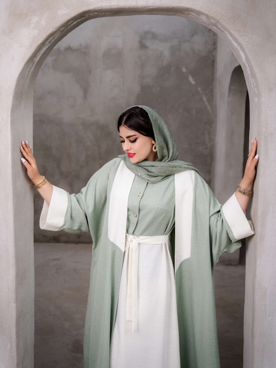 عبا VIP لوکس ماریه (سبز و استخوانی) - Image 5