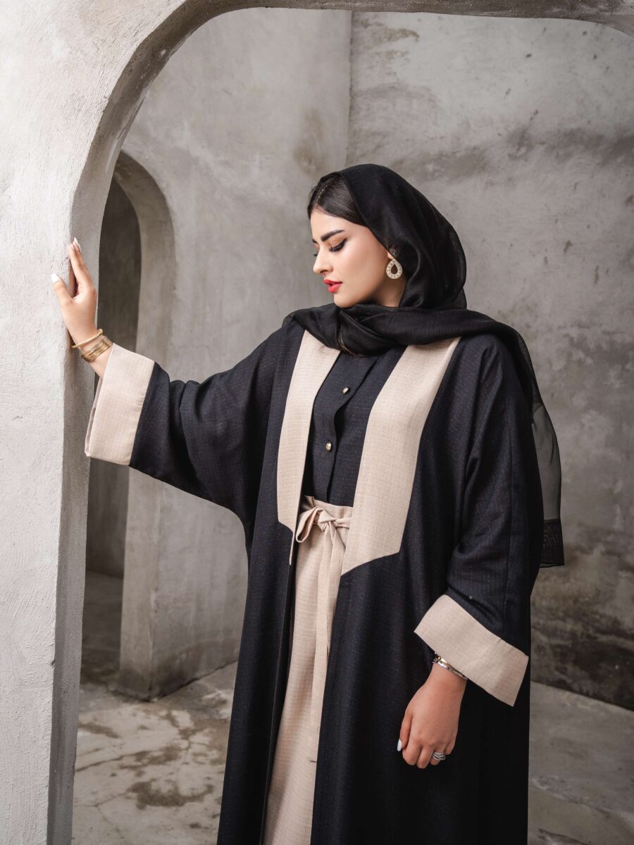عبا VIP لوکس ماریه (مشکی و نخودی) - Image 6