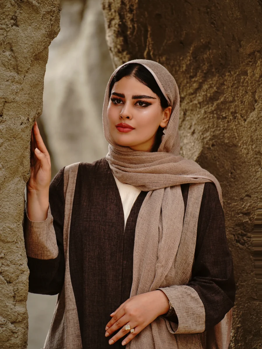عبا فاخر ساغر (رنگ کرم قهوه ای) - تصویر 3