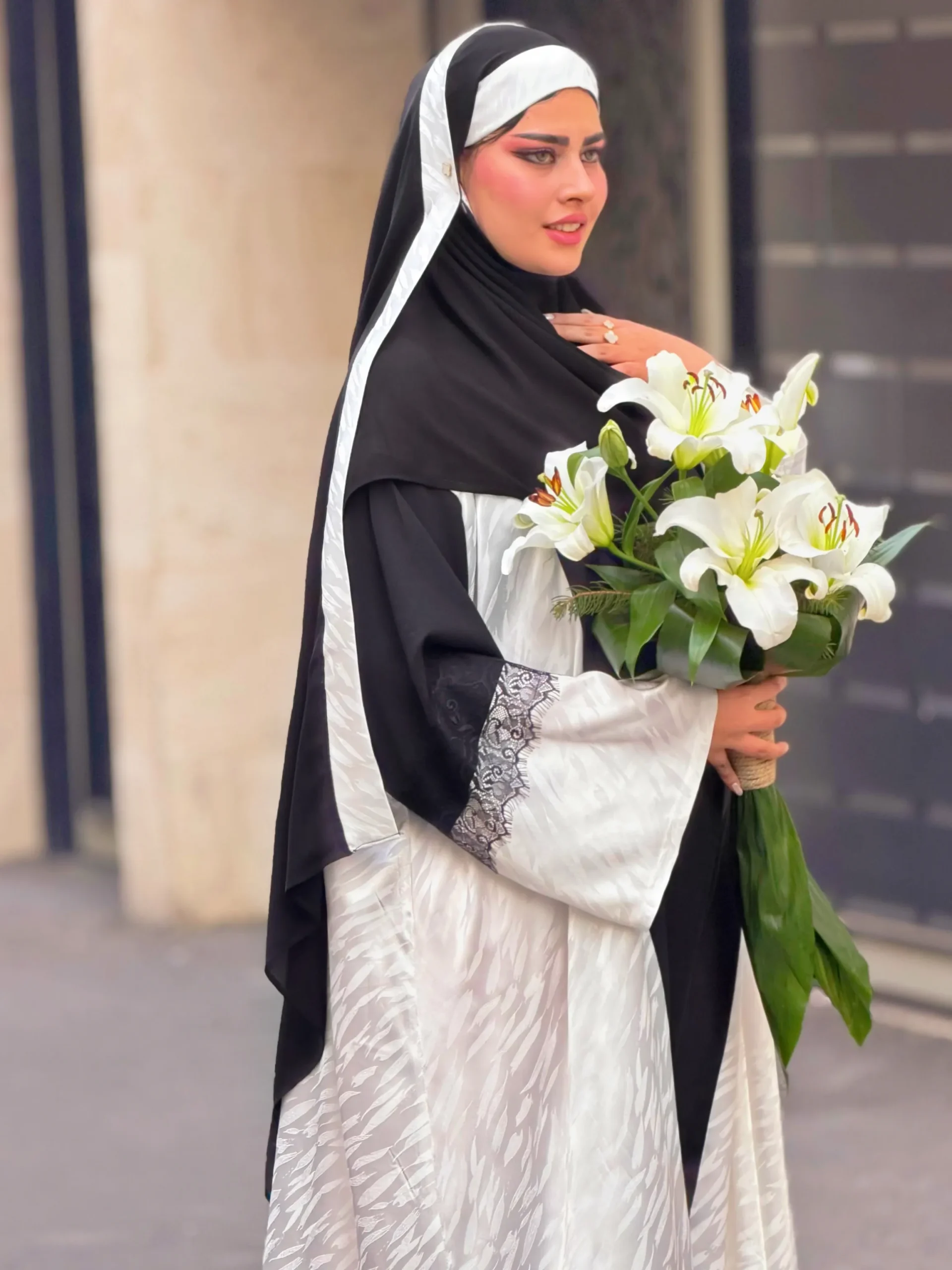 عبا رمضان فاخر مجلسی گلچهره (سفید مشکی) - تصویر 2