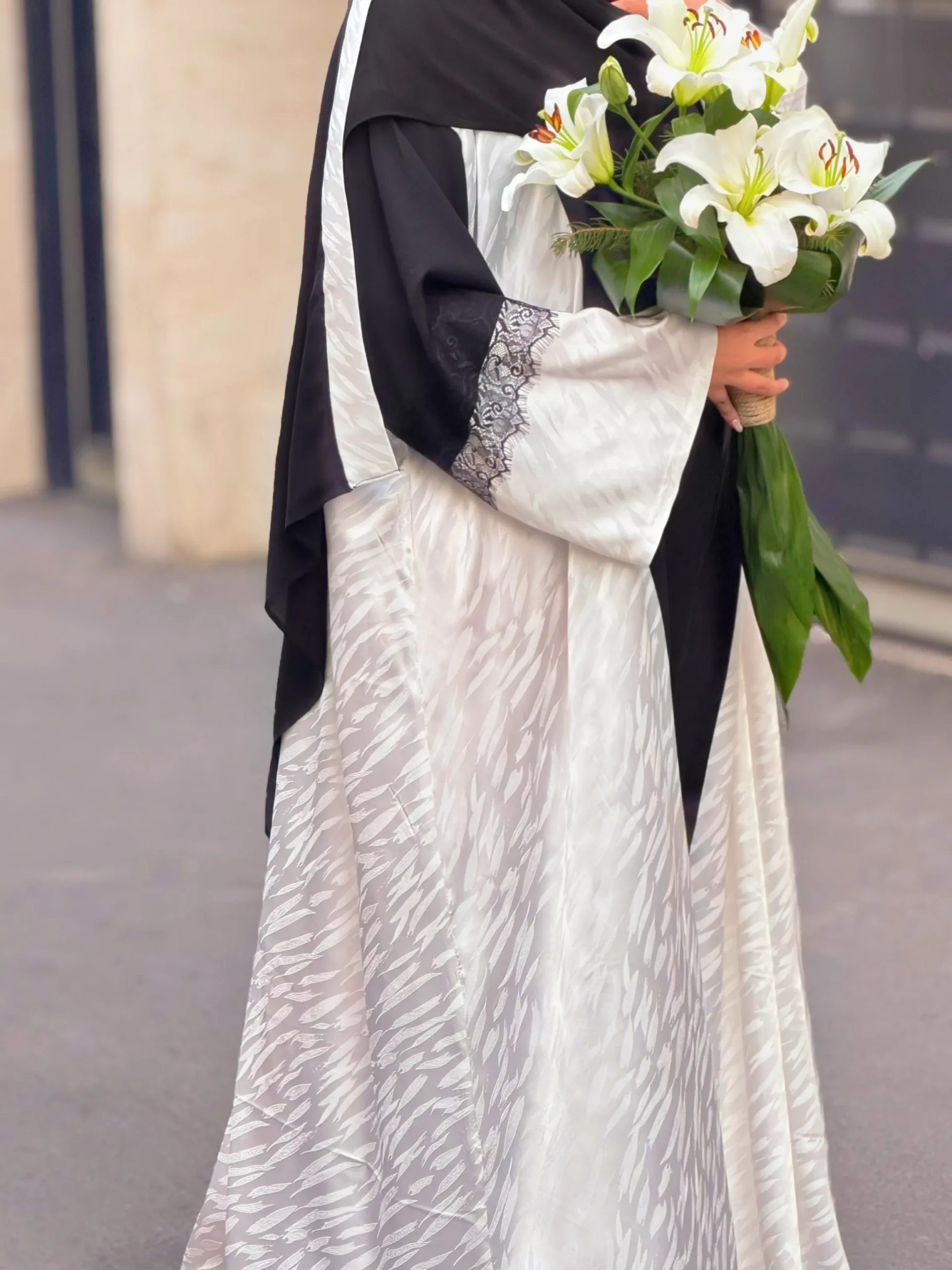 عبا رمضان فاخر مجلسی گلچهره (سفید مشکی) - تصویر 10